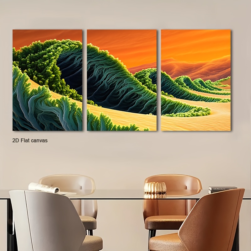 Canvas Wrap Ready - 3 Pezzi di Arte Astratta da